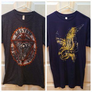 2 American Apparel T-Shirts, Custom American Motor Co. & Live Free Eagle-Medium